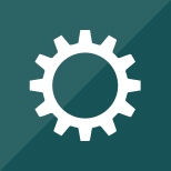Gear icon on a green background