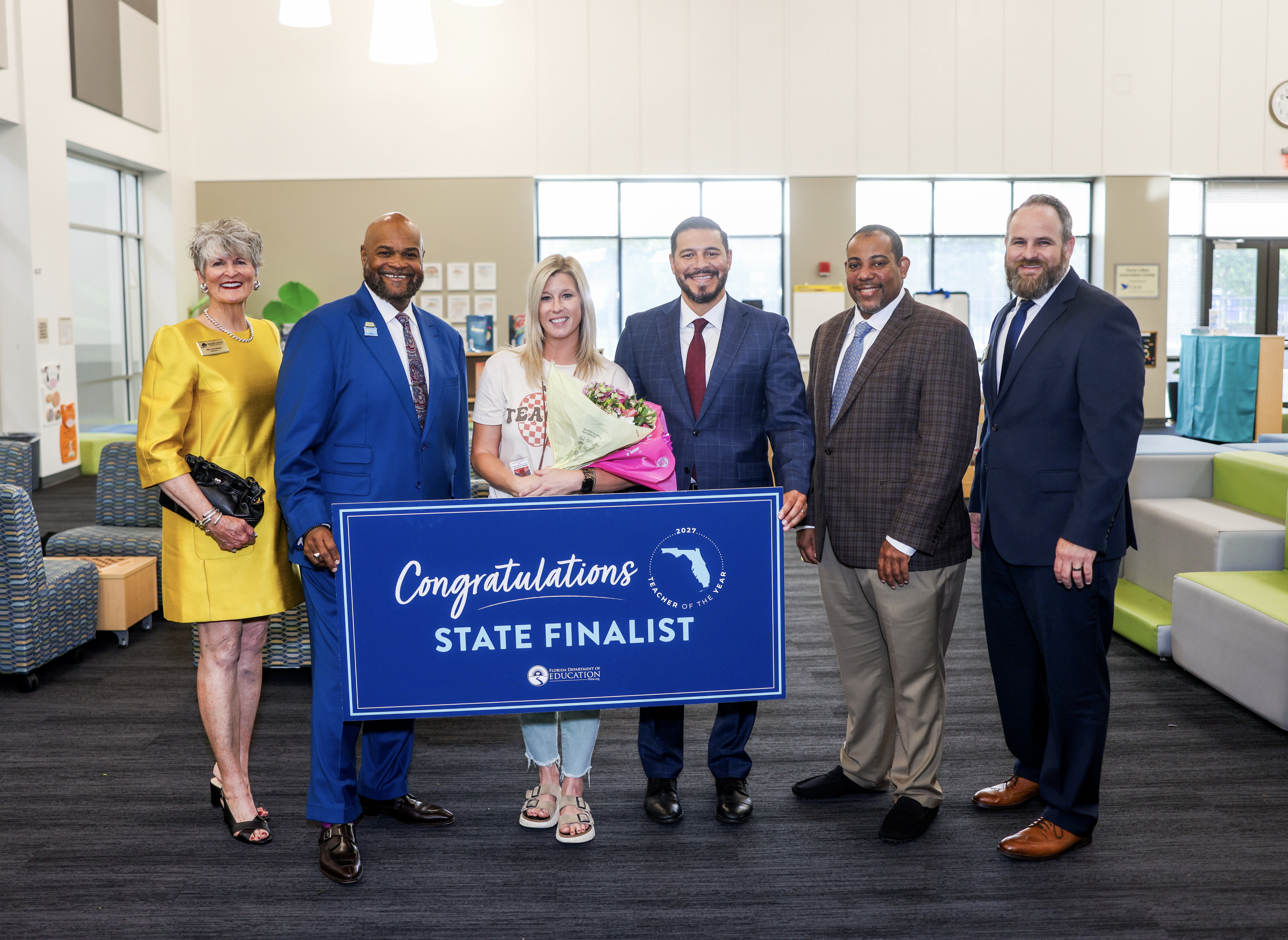 Jeri Michie, Vice-Chairperson of Walton County School Board, Russel Hughes, Superintendent,  Bree O’Donnell, TOY Finalist, Commissioner Anastasios Kamoutsas, Senior Chancellor Paul Burns, Jason Catalano, Chairperson of Walton County Board
